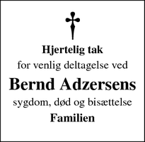 Taksigelsen for Bernd Adzersens - Tønder