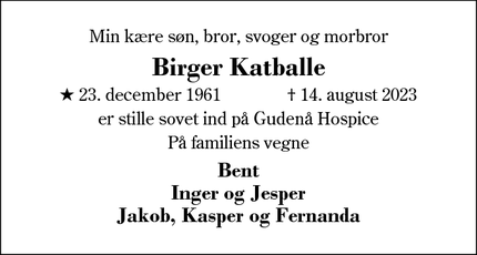 Dødsannoncen for Birger Katballe - Vejle