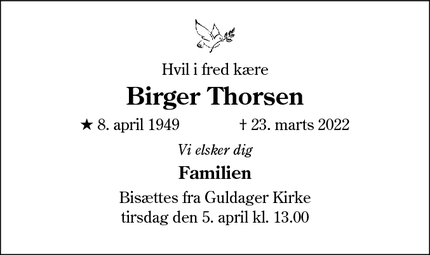 Dødsannoncen for Birger Thorsen - Esbjerg 