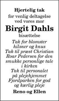 Taksigelsen for Birgit Dahl - Hals