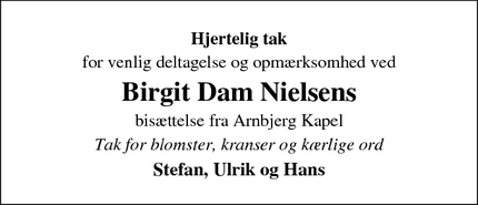 Taksigelsen for Birgit Dam Nielsens - Lundvej 4D, 2.Tv. 6800 Varde