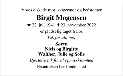 Taksigelsen for Birgit Mogensen - Løgstør
