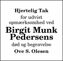 Taksigelsen for Birgit Munk
Pedersen -   Vorupør