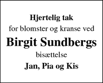 Taksigelsen for Birgit Sundbergs - Stege