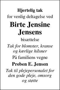 Taksigelsen for Birte Jensine
Jensen - Frederiksværk