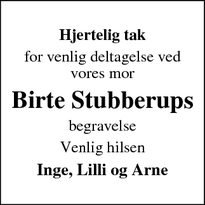 Taksigelsen for Birte Stubberup - Aars