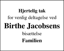Taksigelsen for Birthe Jacobsens - Viborg