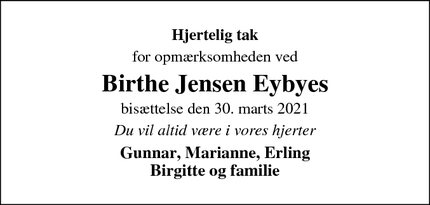 Taksigelsen for Birthe Jensen Eybyes - Sønderborg