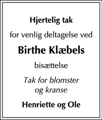 Taksigelsen for Birthe Klæbels - 	Højby