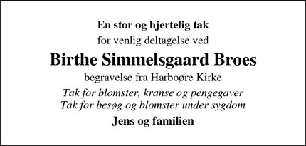 Taksigelsen for Birthe Simmelsgaard Broes - Harboøre