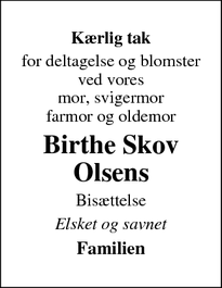 Taksigelsen for Birthe Skov Olsens - Kastrup