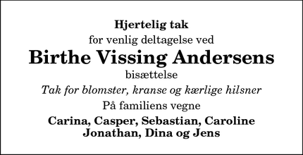 Taksigelsen for Birthe Vissing Andersen - Højbjerg