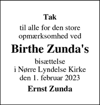 Taksigelsen for Birthe Zunda' - Odense