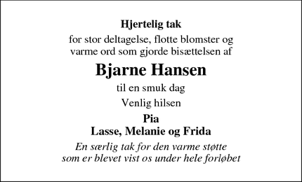Taksigelsen for Bjarne Hansen - Hyllinge, Næstved 