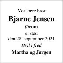 Dødsannoncen for Bjarne Jensen - Ørum