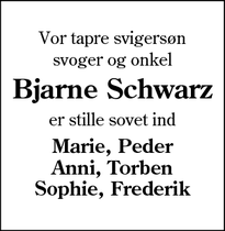 Dødsannoncen for Bjarne Schwarz - Haderslev