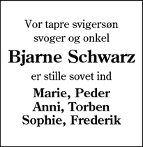 Dødsannoncen for Bjarne Schwarz - Haderslev