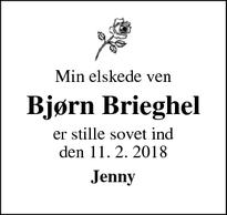 Dødsannoncen for Bjørn Brieghel - Vordingborg