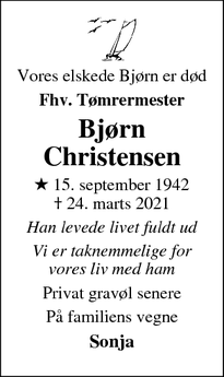 Dødsannoncen for Bjørn Christensen - Aarhus C