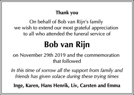 Taksigelsen for Bob van Rijn - Frederiksberg
