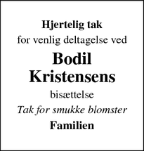Taksigelsen for Bodil Kristensens - Søndersø