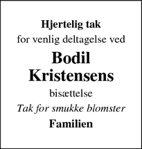 Taksigelsen for Bodil Kristensens - Søndersø