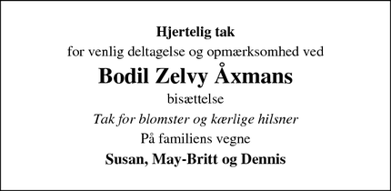 Taksigelsen for Bodil Zelvy Åxman - Hundested