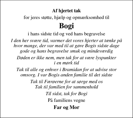 Taksigelsen for Bogi - Esbjerg