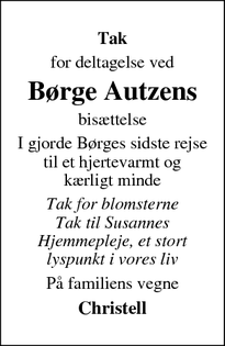 Taksigelsen for Børge Autzen - Ringe
