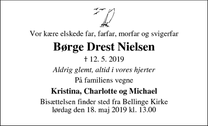 Dødsannoncen for Børge Drest Nielsen - Odense SV