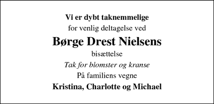 Taksigelsen for Børge Drest Nielsens - Falsled