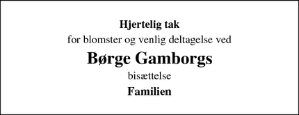 Dødsannoncen for Børge Gamborgs - Holstebro