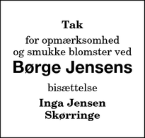 Taksigelsen for Børge Jensens - RØDBY