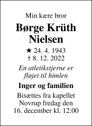 Dødsannoncen for Børge Krüth Nielsen - Esbjerg