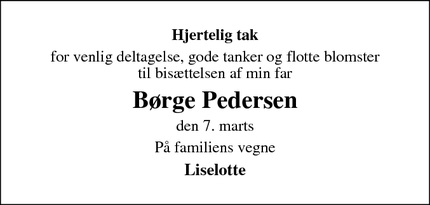 Taksigelsen for Børge Pedersen - Silkeborg 