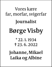 Dødsannoncen for Børge Visby - Maurecourt, Frankrig