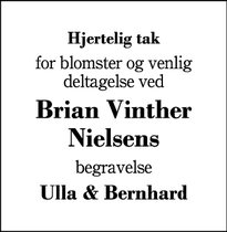Taksigelsen for Brian Vinther
Nielsens - Herning