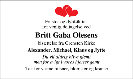 Taksigelsen for Britt Gaba Olesens - Randers