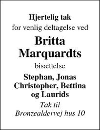Taksigelsen for Britta Marquardts - Odder