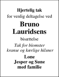 Taksigelsen for Bruno
Lauridsens - Tønder