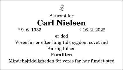 Dødsannoncen for Carl Nielsen - Thisted