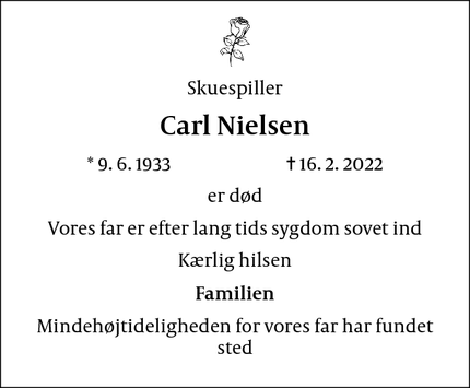 Dødsannoncen for Carl Nielsen - Thisted