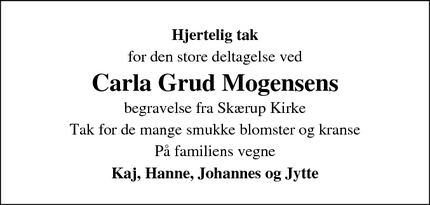 Taksigelsen for Carla Grud Mogensens - Vejle