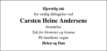 Dødsannoncen for Carsten Heine Andersens - Lunderskov