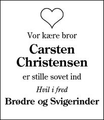 Dødsannoncen for Carsten
Christensen - Esbjerg V