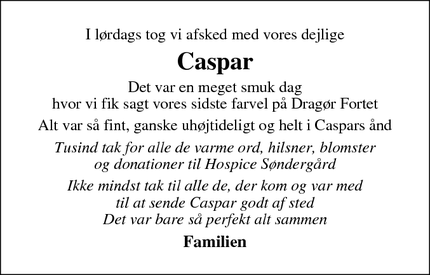 Taksigelsen for Caspar - Dragør