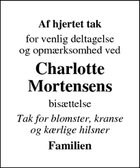 Taksigelsen for Charlotte Mortensen - Trustrup