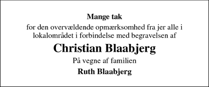Taksigelsen for Christian Blaabjerg - København V