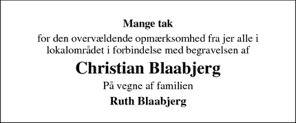 Taksigelsen for Christian Blaabjerg - København V
