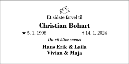 Dødsannoncen for Christian Bohart - Herning